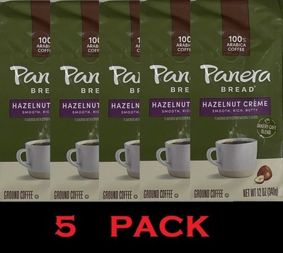 PANERA BREAD Hazelnut Creme 100% Arabica Ground Coffee 12 Oz Bag - 5 PACK