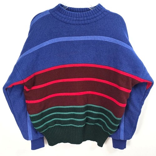 Versace, Vintage 80s Gianni Versace Colorblock Wool Sweater Quilted Lined Made In Italy