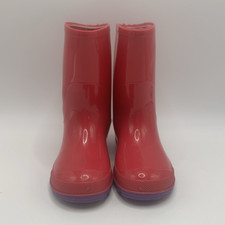 Red/Purple Unisex Kids Rain Boots Rubber Pull-On Mid-Calf Solid US 7-8