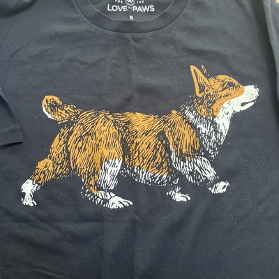 For the Love of Paws Corgi Dog Size S Black T-shirt tee small youth