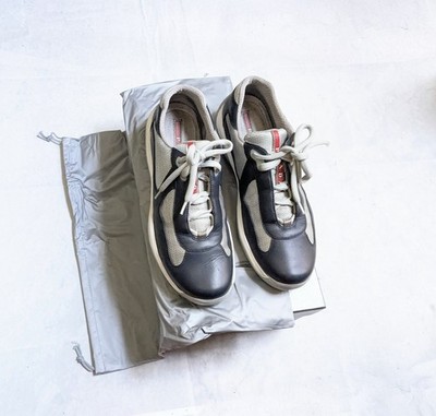 Prada America's Cup Sneakers Navy Blue Silver Men US 7 UK 6