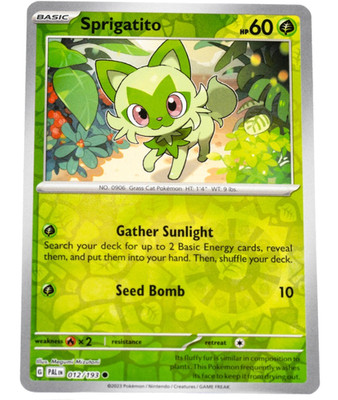 Sprigatito Pokemon Paldea Evolved 012/193 Reverse Holo NM