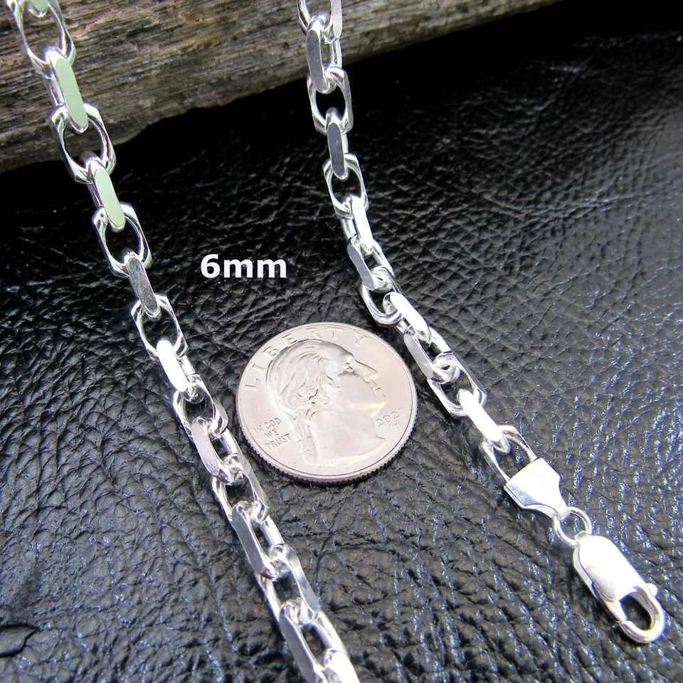 Colar de corrente âncora masculino sólido prata esterlina 925 italiano cabo Forzatina - Imagem 4 de 4