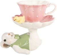 Clayre & Eef 6PR5937 Dekoration Kaninchen 20X14X17 Cm Weiß-Rosa