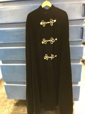 EUC Queen of the Capes Black Velvet Embroidered Buttons Cape