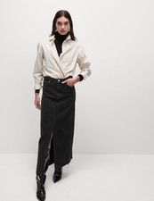 Marks & Spencer Womens Cotton Maxi Split Skirt in Black - M&S