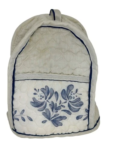 Vintage Pfaltzgraff Yorktowne Quilted Toaster/Kettle Cover | White & Blue Flora