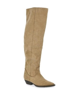 Time & Tru Women's Faux Suede Over The Knee Boots Size 6 Taupe New