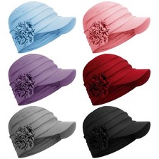 JenPen 6 Pcs Chemo Headwear for Women Brim Visor Head Cancer Hats Flower Turb...