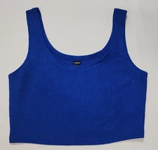Shein Woman Royal Blue Striped Pattern Crop Tank Top Size US6