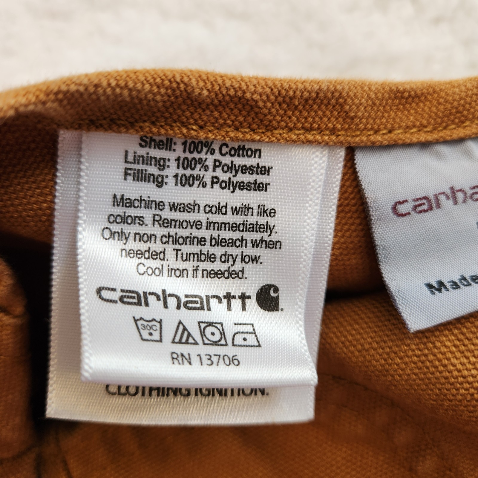 Carhartt Youth Kids Size 5 Tan Duck Canvas Bib Overalls Quilted Double Knee image 5