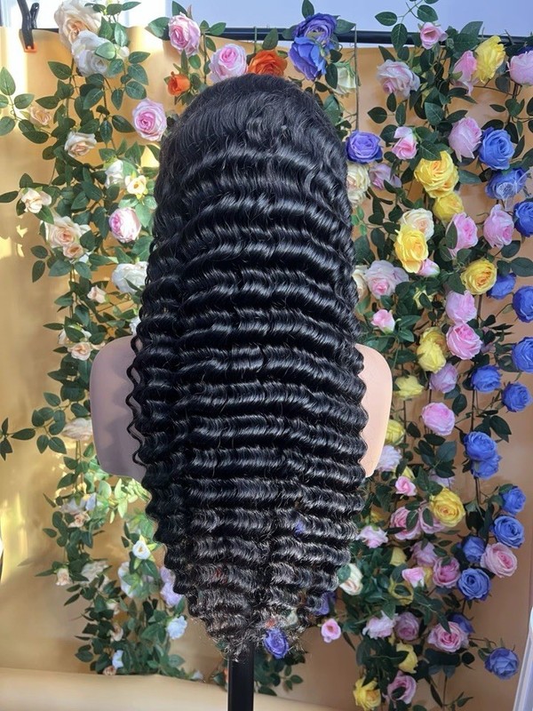 Black Curly Human Hair Lace Front Wig 26in Free-Part With Baby Hair