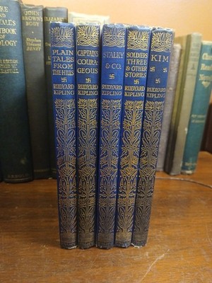 1926-1928 5 Vol. Set Blue Pocket Edition RUDYARD KIPLING Very Good Condition 