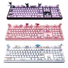 Manual 108 Keys Kuromi Mechanical Keyboard Melody Three Mode RGB Light Full Set
