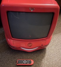 Disney Lightning McQueen 13in CRT TV Built-In DVD DT1350-CAR w/ Remote