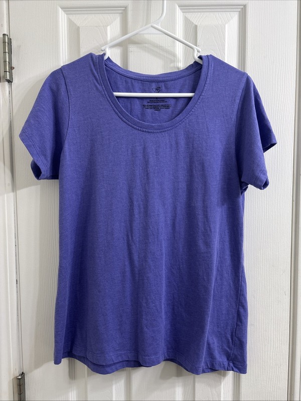BOBBIE BROOKS Women’s Crew Neck T-Shirt Size Large Purple Short Sleeve EUC