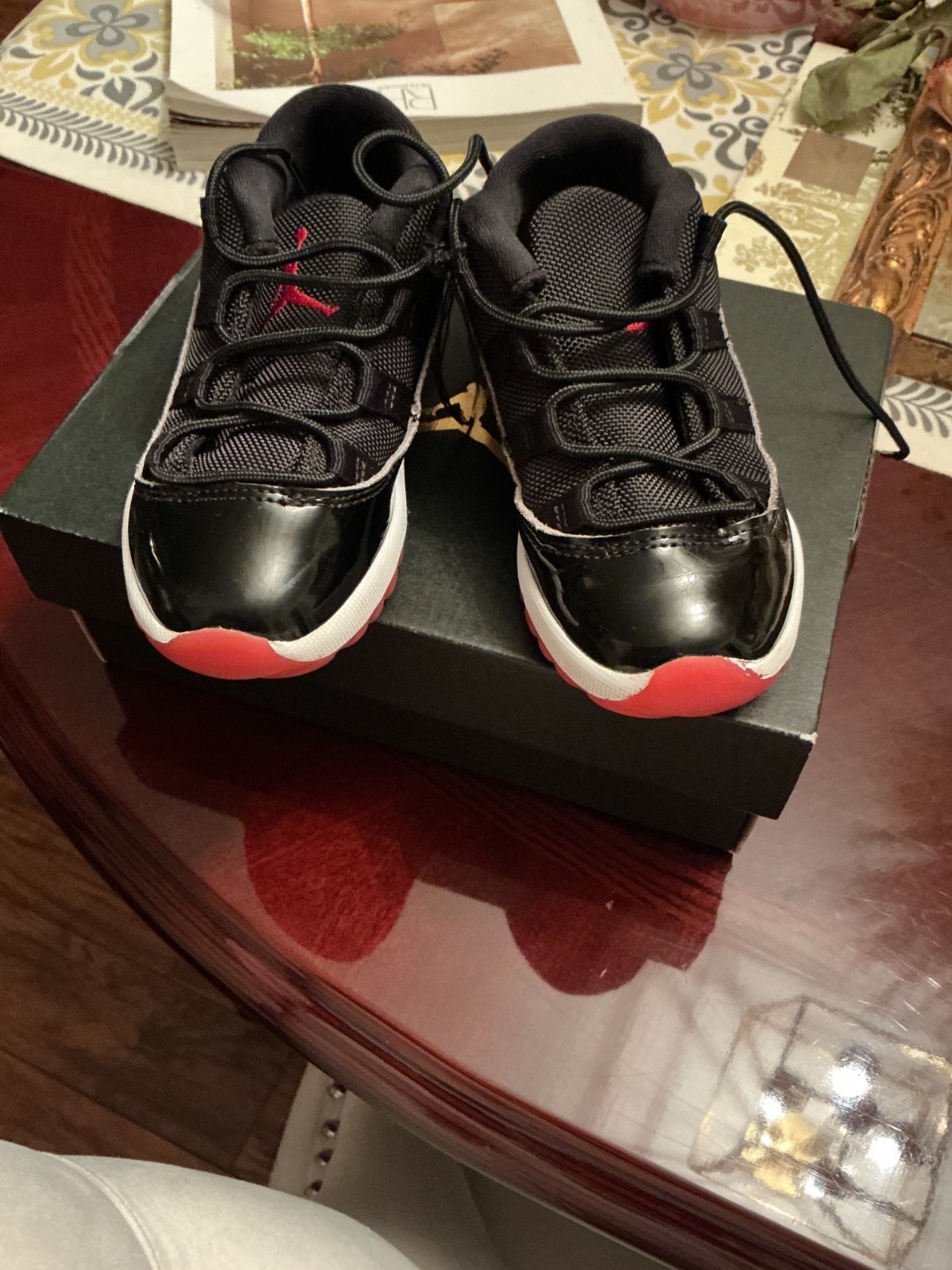 Jordan 11 Retro Low Bred Toddler Boys Size 10 Black, red, wh
