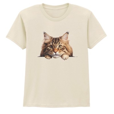 Süßes flauschiges blickendes Katzenjungen Mädchen Kinder T-Shirt Maine Coon Geschenk für Kinder