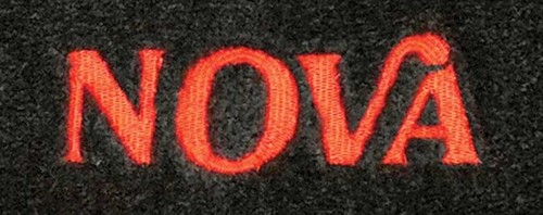 1975-79 Nova Black Floor Mat Set With Red Embroidered "Nova" Script - Picture 2 of 4