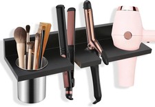 Hair Tool Organizer for Bathroom - Wall Mounted Hair Dryer Holder with Heat-Resi