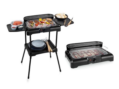 BBQ 2in1 Elektrogrill rauchfreier Grill für Terrasse & Garten mit Wasserschale