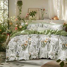 Duvet Cover Queen Size - Cotton Reversible Floral Queen Duvet