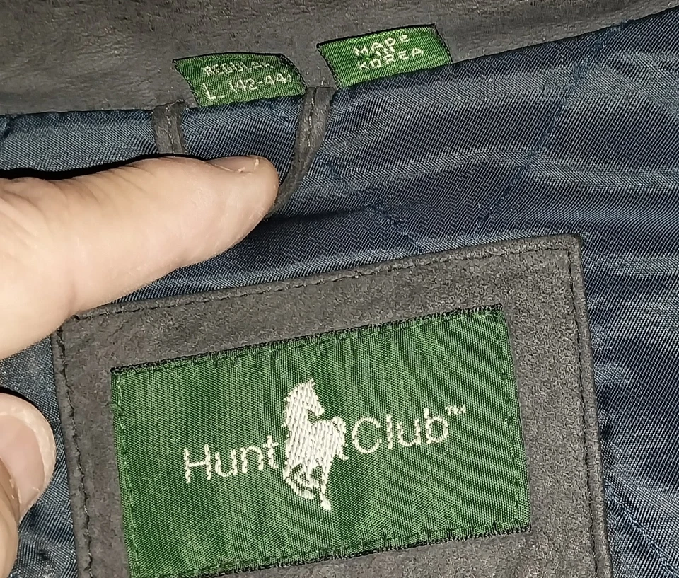 Chaqueta Bomber de Cuero Vintage Años 80 Hunt Club Genuina 42 44 L Negro Envejecido U Foto 4 de 4