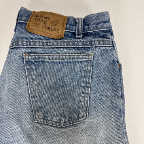 Y2K FIELD N FOREST Denim Shorts Adult W32 Blue Jorts Relaxed Fit Belted USA Made - Picture 2 of 10
