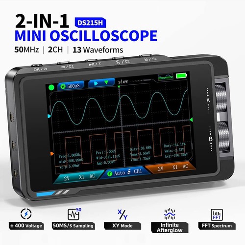 DS215H 2IN1 Digital Oscilloscope 50MHz 250MS Handheld Signal Generator Tool - Bild 6 von 25