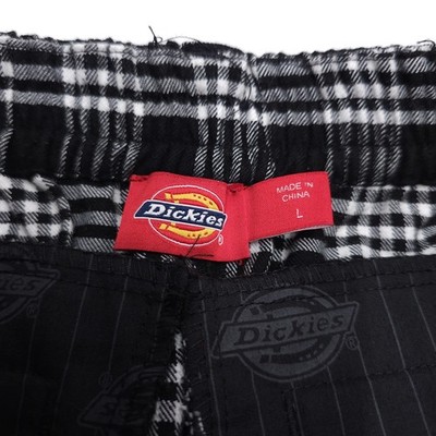Dickies Pants Womens Large Utility Cargo Joggers Plaid Black White