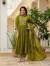 Readymade Roman Silk Kurta For Women Embroidery Work Fancy Ethnic Tunic Top