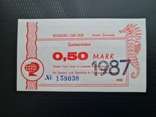DDR Hotelgeld /Reiseb&uuml;ro der DDR / Hotel Zinnowitz /Speisetalon -0,50 Mark