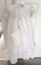Vintage Christening Gown With Bonnet Lacy Frilly Dress Jo Lene Girls Size Small