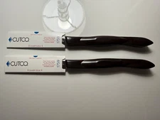 NEW CUTCO PAIR OF 1759 SERRATED STEAK KNIVES BROWN HANDLES USA FREE SHIPPING