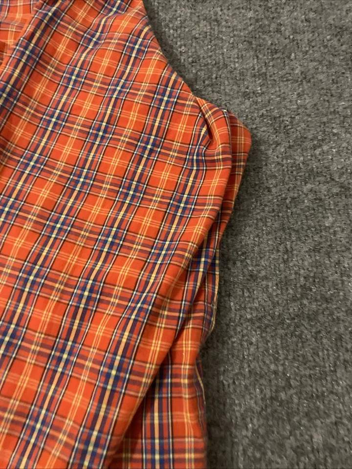 Camisa Chaps Para Hombre 2XLT Alta Naranja Azul A Cuadros Abotonada Fácil Cuidado Mezcla Algodón Foto 4 de 4