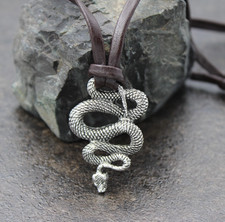 Collana Ciondolo Serpente Argento | Placcata Argento Con Pietra Rosa | Nuova Con Etichette