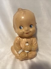 1950's Irwin Kewpie Style Squeaker Doll w/ blue Eyes Bottle Pajamas