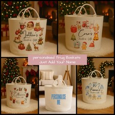Personalised Felt Trug Cream Knitting Storage Bags Storage Basket Christmas Gift