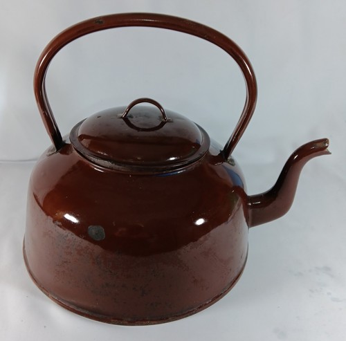 Großer Vintage Wasserkocher braun Emaille. Herdplatte - 9 Pint Kapazität. 40er Jahre? WW2 Ära? - Bild 2 von 6
