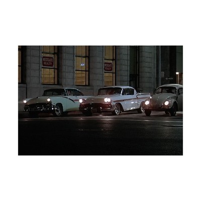 American Graffiti, White 1958 Chevy Impala, Toad, Satin poster, Cruising Main 