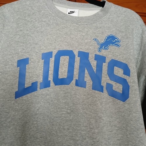 NWT Nike On Field Men’s Large NFL Detroit Lions Crewneck Sweatshirt Gray Blue - Picture 2 of 5