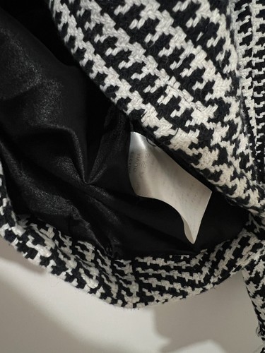 Anne Fontaine Jacket Plaid Zip Long Sleeve Tweed Black White Size 2 - Picture 14 of 14