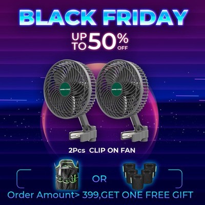 2PC Mars Hydro 6'' Grow Tent Clip Fan Auto-Oscillating Smart Fan, APP-Controlled