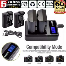 Batteria 2*2800 mAh EN-EL15 A e doppio caricabatterie per Nikon D7000 D7100 D7200 D750 D810