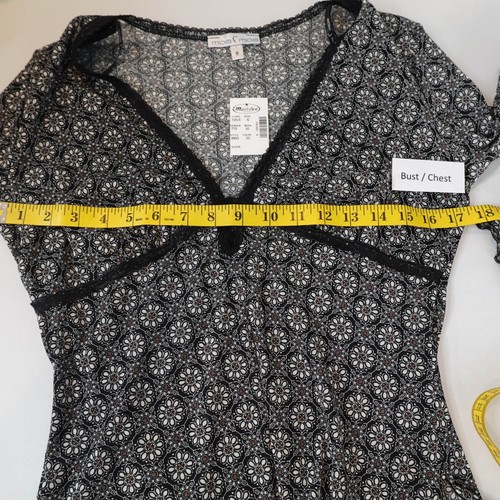 Top de mujer Moa Moa mediano negro Babydoll tejido transparente carrera declaración Y2K NUEVO - Imagen 6 de 10