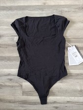 New Lululemon Nulu Sweetheart Cap-Sleeve Black Thong Bodysuit Size M