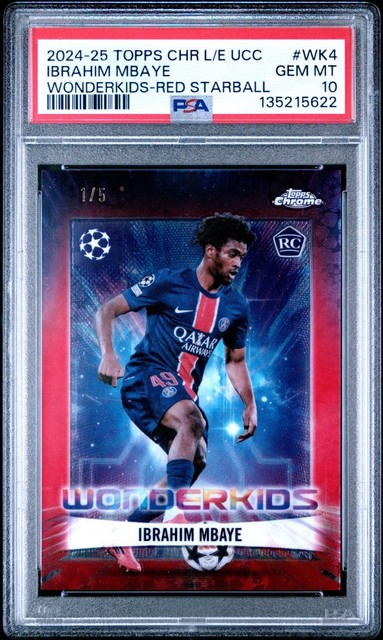2024-25 Topps Chrome UCC Ibrahim Mbaye Wonderkids Red Starball  /5 PSA 10 POP 1!