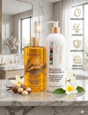 Terramar 3-in-1 Hair Oil & Intensive Hair Mask with Argan, Macadamia Oils