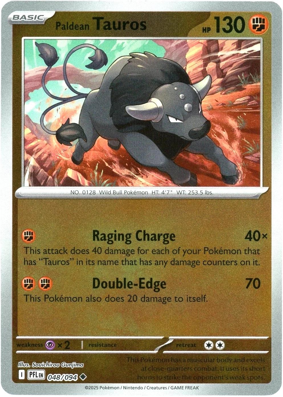 PALDEAN TAUROS 048/094 PHANTASMAL FLAMES POKEMON (REVERSE HOLO, NM)