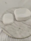 Vintage Federal Glass White Milk Glass Oven Refrigerator Ware 4” Dish MCM + Lid